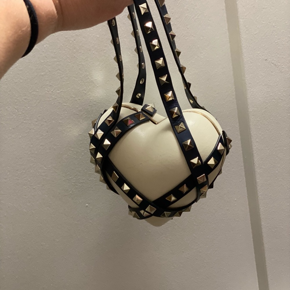 COPY - VALENTINO ROCKSTUD HEART SHAPED CLUTCH.